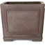 Square unglazed bonsai pot by Yamaaki - 243 x 243 x 203 mm