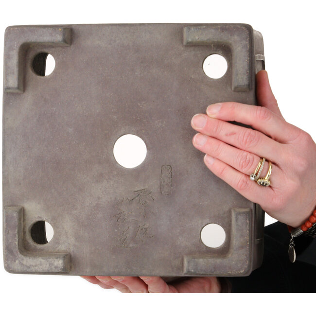 Vaso bonsai quadrato non smaltato di Yamaaki - 243 x 243 x 203 mm