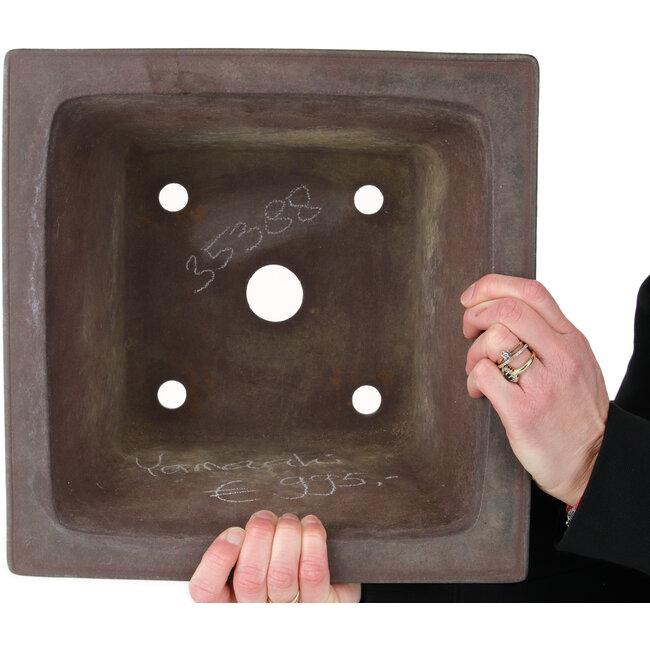 Square unglazed bonsai pot by Yamaaki - 313 x 313 x 213 mm