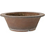 Ronde, ongeglazuurde bonsaipot van Keizan - 412 x 412 x 138 mm