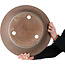 Ronde, ongeglazuurde bonsaipot van Keizan - 412 x 412 x 138 mm