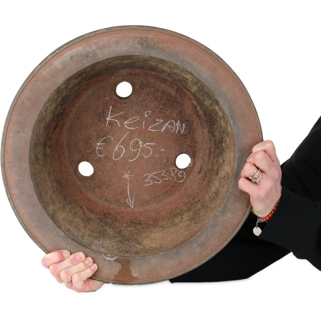 Vaso bonsai rotondo non smaltato di Keizan - 412 x 412 x 138 mm