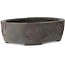 Oval unglazed bonsai pot by Yamaaki Shosen/Akitsugu/Juudo (first generation) - 325 x 250 x 97 mm