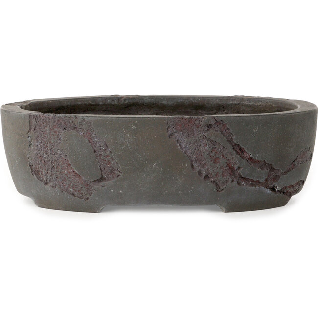 Vaso bonsai ovale non smaltato di Yamaaki Shosen/Akitsugu/Juudo (prima generazione) - 325 x 250 x 97 mm