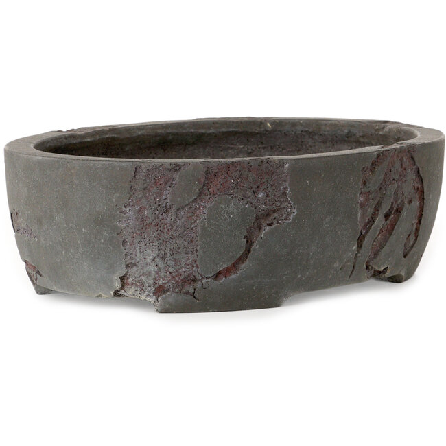 Pot à bonsaï ovale non émaillé de Yamaaki Shosen/Akitsugu/Juudo (première génération) - 325 x 250 x 97 mm