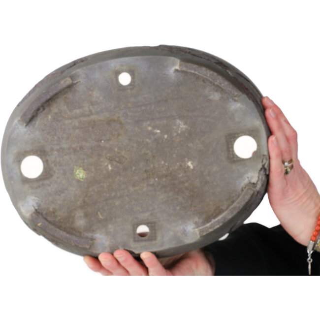 Oval unglazed bonsai pot by Yamaaki Shosen/Akitsugu/Juudo (first generation) - 325 x 250 x 97 mm
