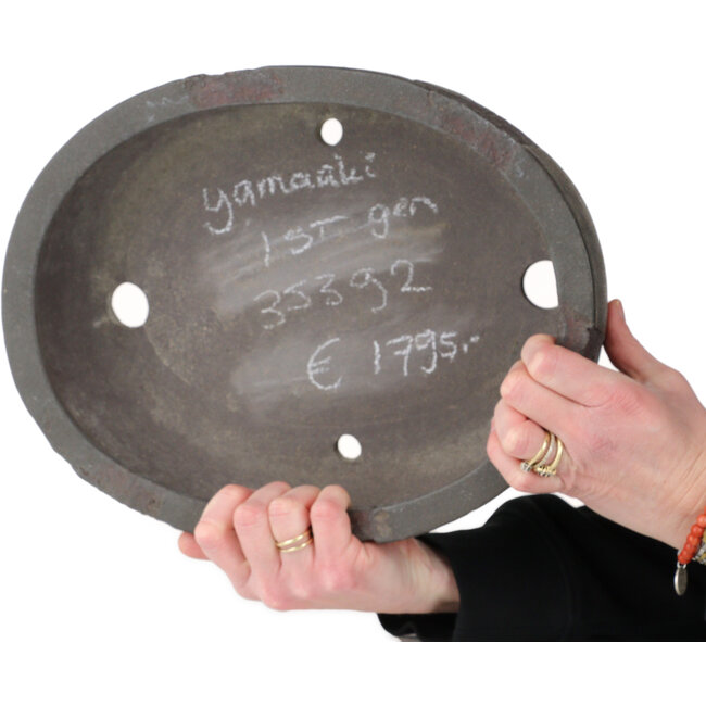 Pot à bonsaï ovale non émaillé de Yamaaki Shosen/Akitsugu/Juudo (première génération) - 325 x 250 x 97 mm