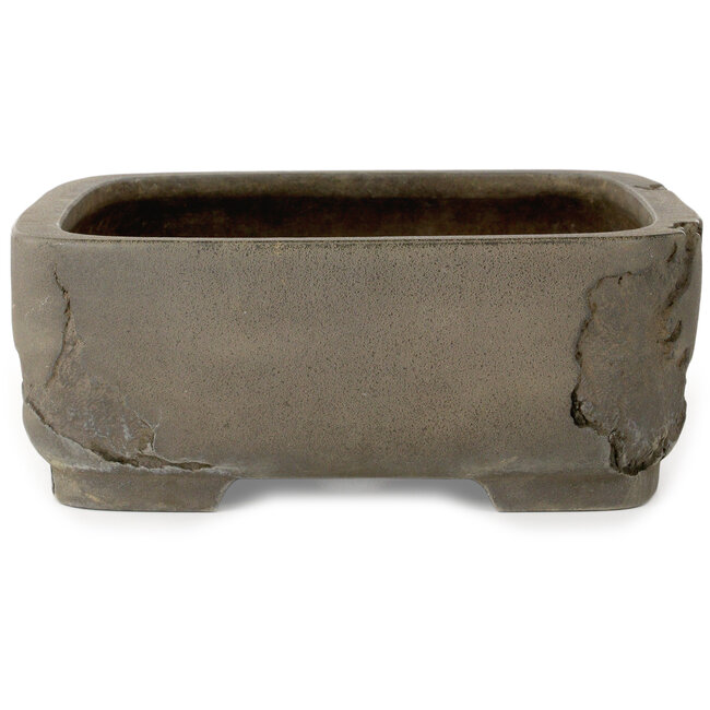 Oval unglazed bonsai pot by Yamaaki Shosen/Akitsugu/Juudo (first generation) - 407 x 315 x 120 mm