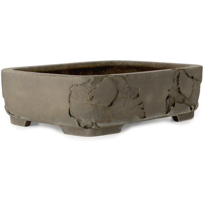 Oval unglazed bonsai pot by Yamaaki Shosen/Akitsugu/Juudo (first generation) - 407 x 315 x 120 mm
