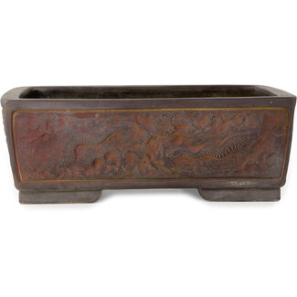 Sanko (Yamato, Mitsuo Yamada) Maceta para bonsái rectangular sin esmaltar de 417 mm de Sanko (Yamato, Mitsuo Yamada), Tokoname, Japón