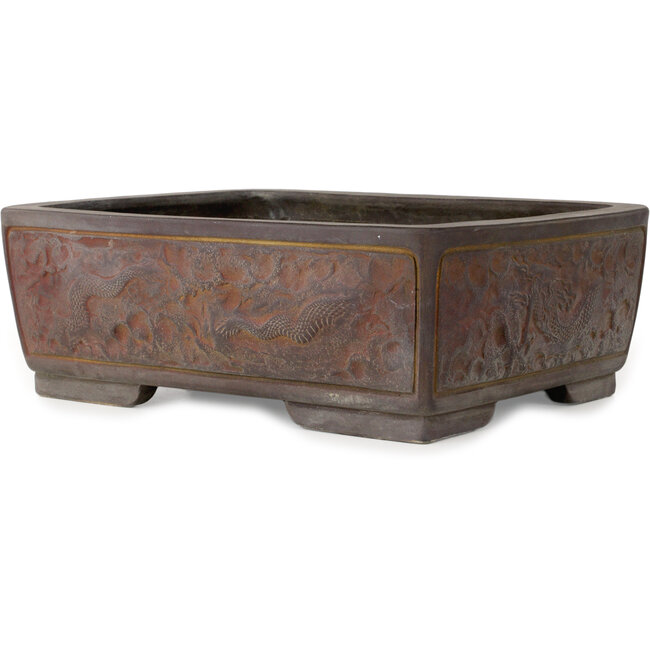 Maceta rectangular sin esmaltar para bonsái de Sanko (Yamato, Mitsuo Yamada) - 417 x 323 x 148 mm