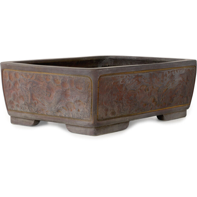 Rectangular unglazed bonsai pot by Sanko (Yamato, Mitsuo Yamada) - 417 x 323 x 148 mm