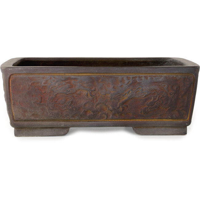Rectangular unglazed bonsai pot by Sanko (Yamato, Mitsuo Yamada) - 417 x 323 x 148 mm