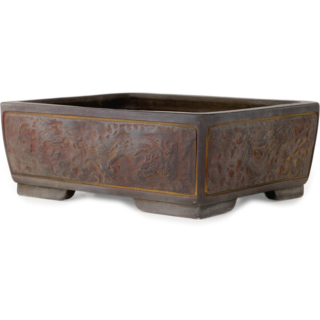 Rectangular unglazed bonsai pot by Sanko (Yamato, Mitsuo Yamada) - 417 x 323 x 148 mm