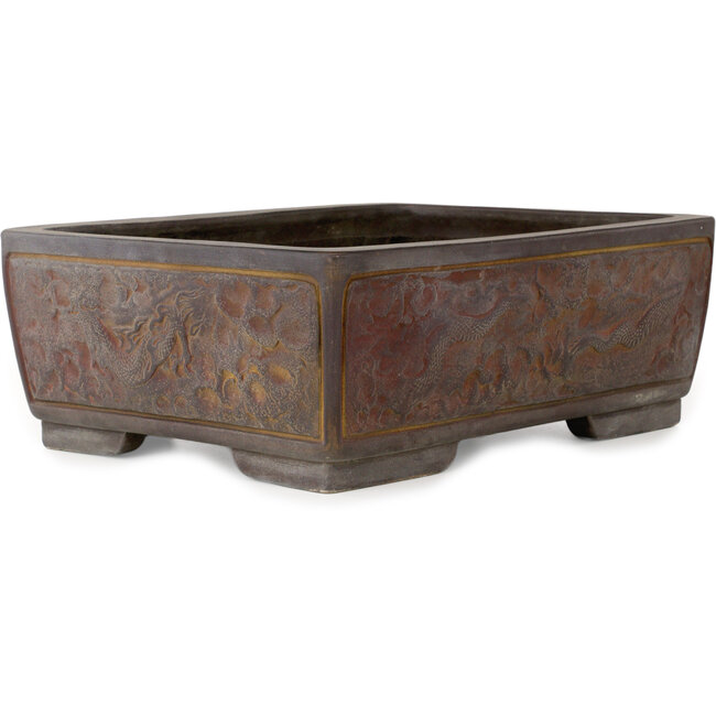 Rectangular unglazed bonsai pot by Sanko (Yamato, Mitsuo Yamada) - 417 x 323 x 148 mm