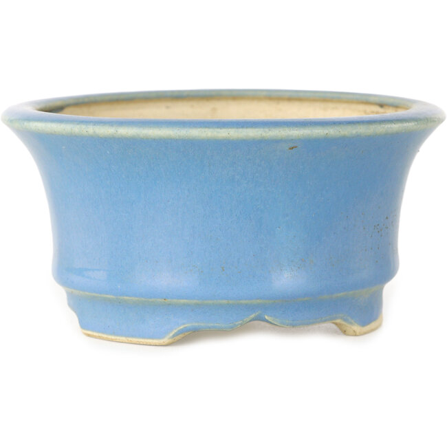 Ronde blauwe bonsaipot van Horie Bikoh - 110 x 110 x 55 mm