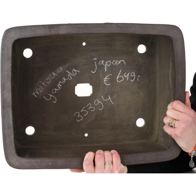 Rectangular unglazed bonsai pot by Sanko (Yamato, Mitsuo Yamada) - 417 x 323 x 148 mm