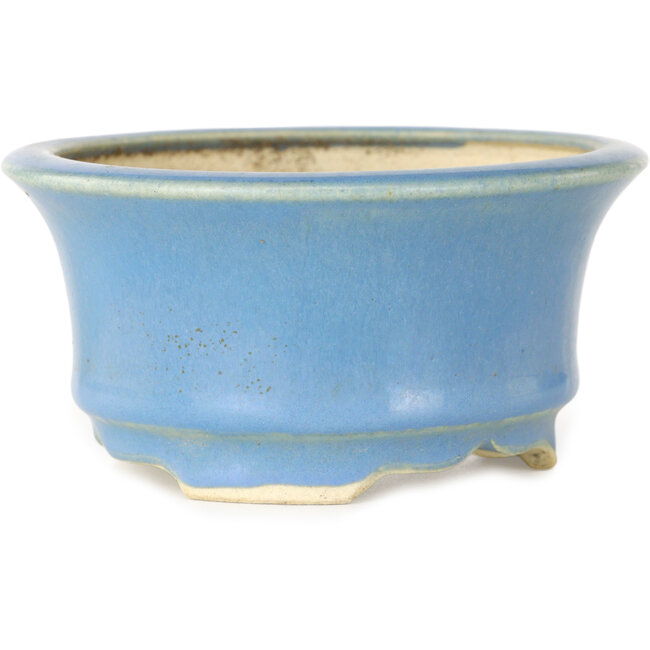 Round blue bonsai pot by Horie Bikoh - 110 x 110 x 55 mm
