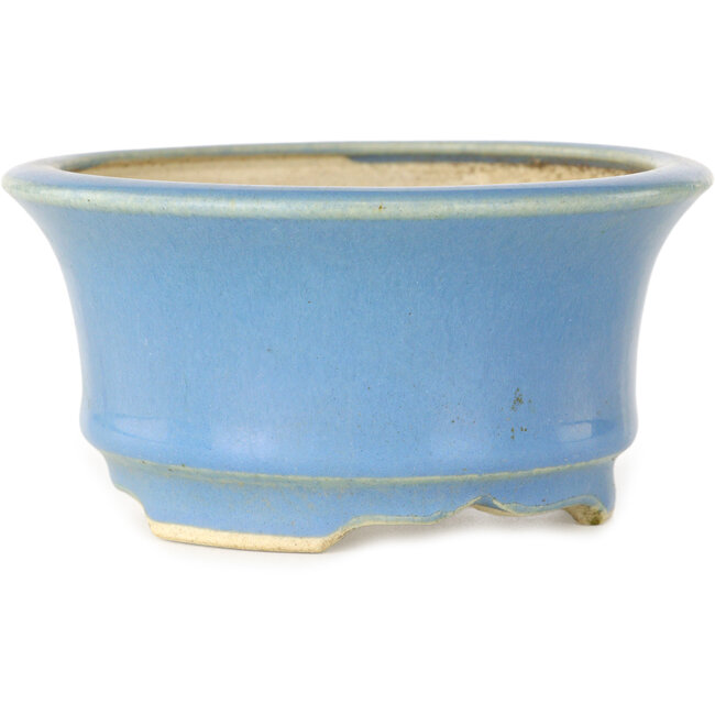 Round blue bonsai pot by Horie Bikoh - 110 x 110 x 55 mm