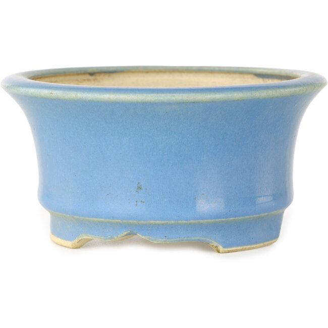 Ronde blauwe bonsaipot van Horie Bikoh - 110 x 110 x 55 mm