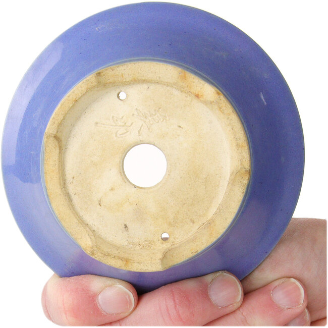 Ronde blauwe bonsaipot van Horie Bikoh - 108 x 108 x 48 mm