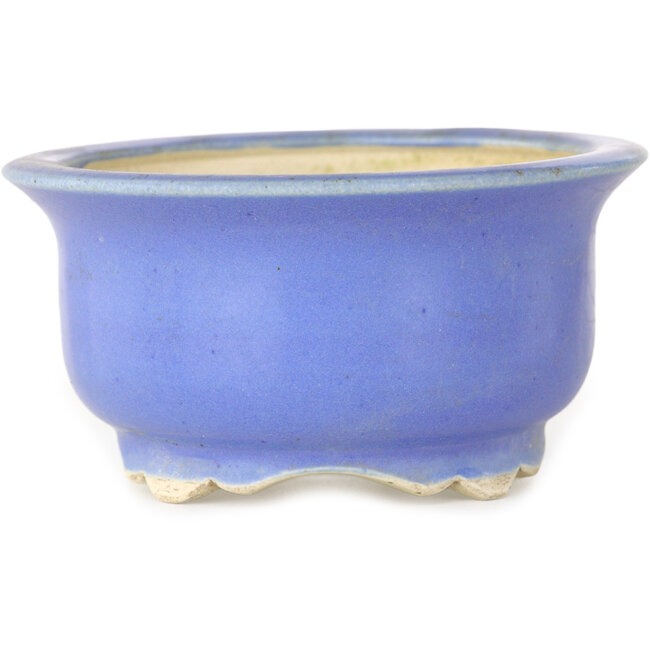 Ronde blauwe bonsaipot van Horie Bikoh - 95 x 95 x 48 mm