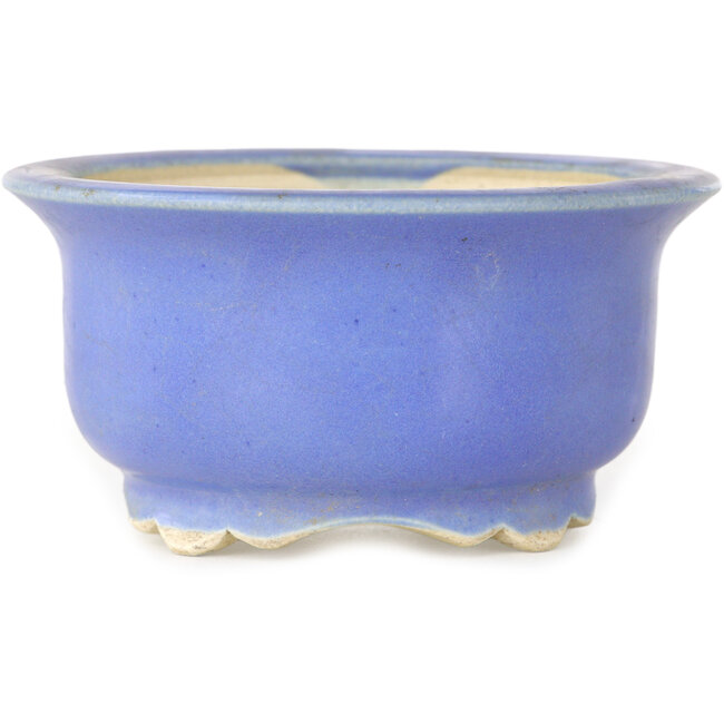 Ronde blauwe bonsaipot van Horie Bikoh - 95 x 95 x 48 mm