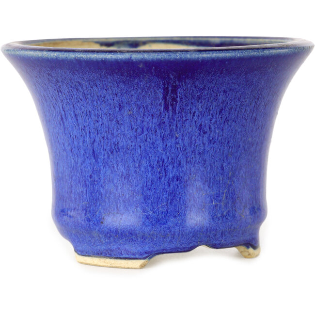 Pot à bonsaï rond bleu de Horie Bikoh - 105 x 105 x 73 mm