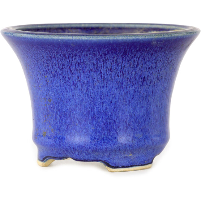 Vaso bonsai rotondo blu di Horie Bikoh - 105 x 105 x 73 mm