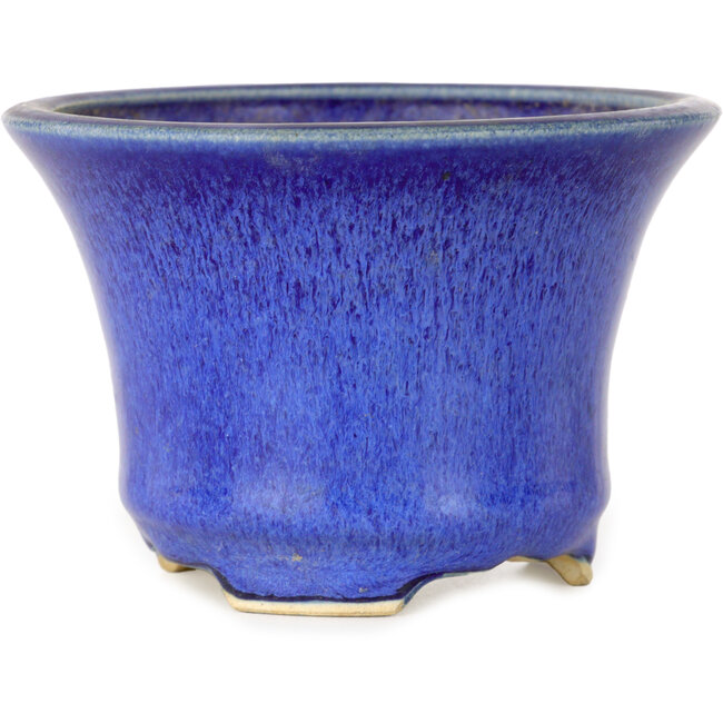 Vaso bonsai rotondo blu di Horie Bikoh - 105 x 105 x 73 mm