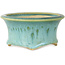 Round blue bonsai pot by Horie Bikoh - 103 x 103 x 50 mm