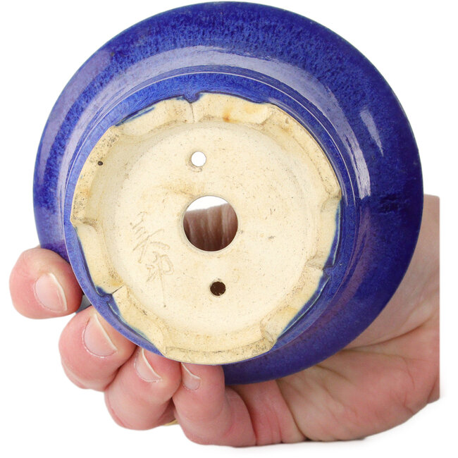 Maceta redonda azul para bonsái de Horie Bikoh - 105 x 105 x 73 mm