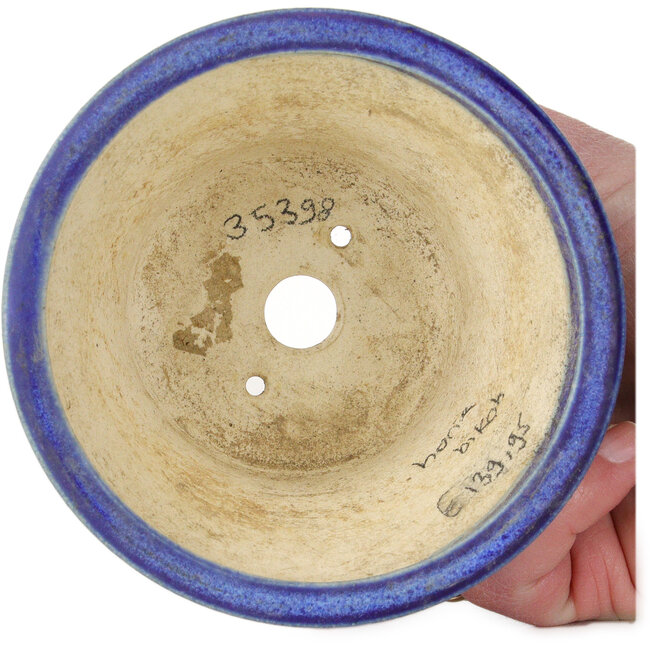 Ronde blauwe bonsaipot van Horie Bikoh - 105 x 105 x 73 mm