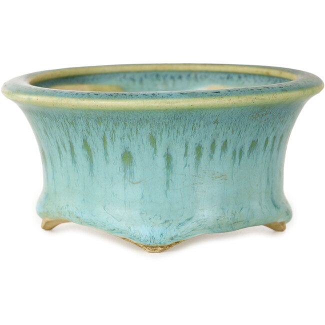 Vaso bonsai rotondo blu di Horie Bikoh - 103 x 103 x 50 mm