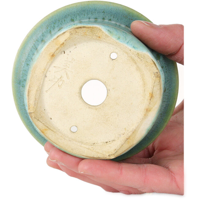 Pot à bonsaï rond bleu de Horie Bikoh - 103 x 103 x 50 mm