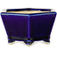 Pot à bonsaï hexagonal bleu de Horie Bikoh - 105 x 105 x 55 mm