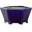 Zeshoekige blauwe bonsaipot van Horie Bikoh - 105 x 105 x 55 mm