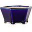 Hexagonal blue bonsai pot by Horie Bikoh - 105 x 105 x 55 mm