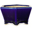 Zeshoekige blauwe bonsaipot van Horie Bikoh - 105 x 105 x 55 mm
