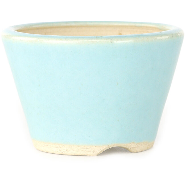 Ronde blauwe bonsaipot van Horie Bikoh - 80 x 80 x 53 mm