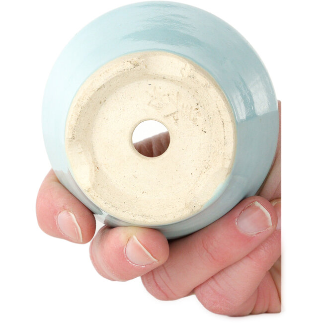 Pot à bonsaï rond bleu de Horie Bikoh - 80 x 80 x 53 mm