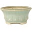 Round light blue craquelé bonsai pot by Horie Bikoh - 95 x 95 x 47 mm