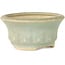 Round light blue craquelé bonsai pot by Horie Bikoh - 95 x 95 x 47 mm