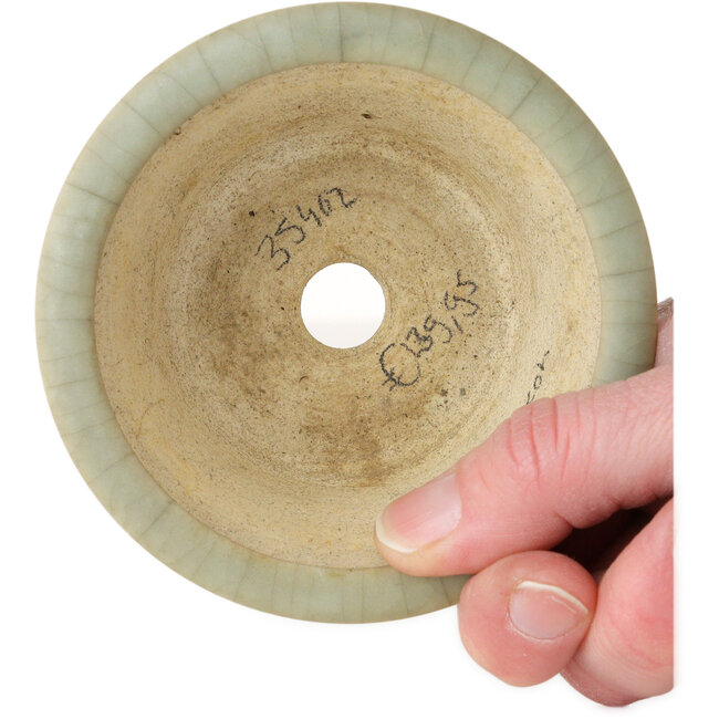 Pot à bonsaï rond bleu clair craquelé par Horie Bikoh - 95 x 95 x 47 mm