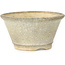 Round white craquelé with a red dot bonsai pot by Horie Bikoh - 85 x 85 x 47 mm