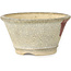Round white craquelé with a red dot bonsai pot by Horie Bikoh - 85 x 85 x 47 mm