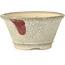 Pot à bonsaï rond blanc craquelé à point rouge par Horie Bikoh - 85 x 85 x 47 mm