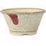Ronde witte bonsaipot met craquelé-afwerking en rode stip van Horie Bikoh - 85 x 85 x 47 mm