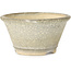 Round white craquelé with a red dot bonsai pot by Horie Bikoh - 85 x 85 x 47 mm