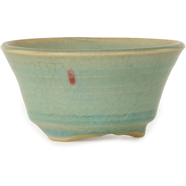 Vaso bonsai rotondo craquelé azzurro di Issho - 105 x 105 x 55 mm